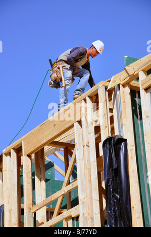 Arbeiter im Wohnungsbau Bau, Plano, Texas, USA Stockfoto