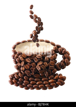 Kaffeebohnen in der Form einer Kaffeetasse. Stock Foto Stockfoto