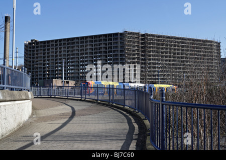 Park Hill flacht Sheffield England, die Betonhülle ist ein denkmalgeschütztes Gebäude Stockfoto