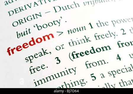 Wörterbuch-Definition des Wortes "Freiheit" Stockfoto
