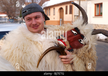 Buso am Montag Haus Besuche der Busojaras Spring Festival 2010 Mohacs Ungarn - Stockfotos Stockfoto