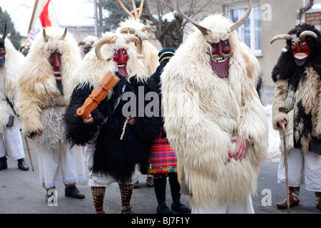 Buso am Montag Haus Besuche der Busojaras Spring Festival 2010 Mohacs Ungarn - Stockfotos Stockfoto