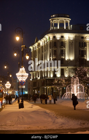 Luxuriöse fünf 5 Sterne Hotel Bristol im Zentrum von Warschau in Polen in der Nacht Stockfoto