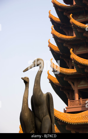 Detail der Yellow Crane Tower in Wuhan, Provinz Hubei, China Stockfoto