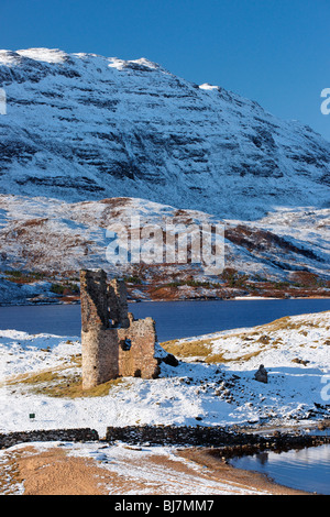 Ardvreck Castle neben Loch Assynt, Assynt, Sutherland, Schottland. Stockfoto