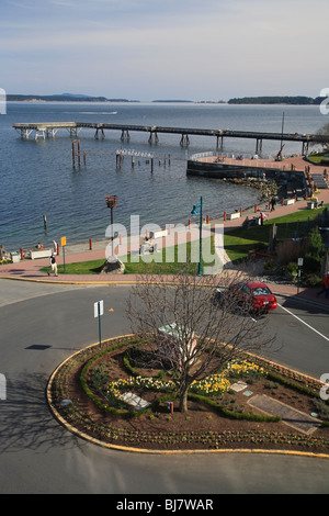 Blick auf Kai und Pier, Innenstadt von Sidney, British Columbia Stockfoto