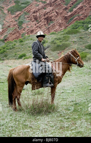 Hirte Greis in der Nähe von Jeti Ogus, Kirgisistan. Stockfoto