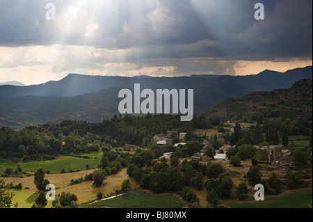 Das Dorf Las Bellostas, Provinz Huesca, Aragón, Nordspanien Stockfoto