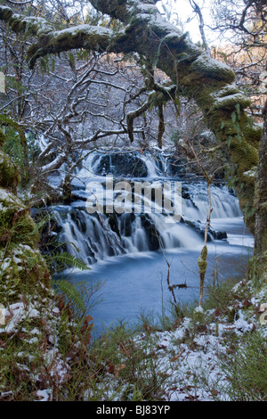 Wasserfälle am Fluss Avich Stockfoto