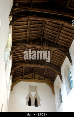 Innenraum der St. Marien Kirche, Deerhurst, Gloucestershire, England, Vereinigtes Königreich Stockfoto