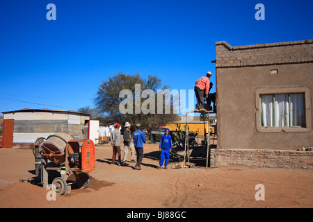 Afrika blauer Himmel Häuser Namibia Rehoboth Street Stockfoto