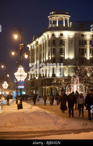 Luxuriöse fünf 5 Sterne Hotel Bristol im Zentrum von Warschau in Polen in der Nacht Stockfoto