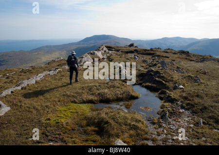 Auf Knockowen, Caha Berge, über den Healy Pass an der Grenze der Grafschaften Kerry und Cork, Beara Halbinsel, Irland. Stockfoto