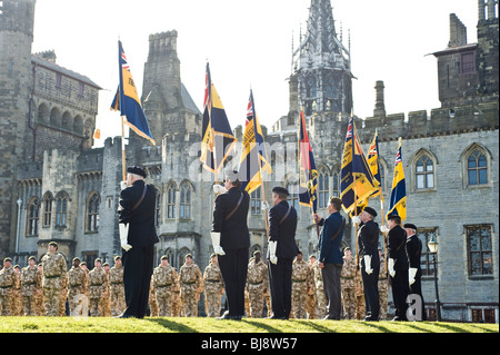 03.04.10: welsh Guards Afghanistan Homecoming Parade, Cardiff: Parade in Cardiff Castle Stockfoto