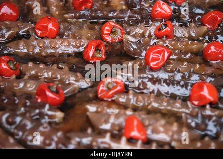 Tintenfisch-Snack am Straßenstand in Peking, China Stockfoto