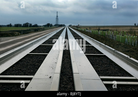 Die Cambridge geführte Busway ist wie gelähmt. Die Schienenverteiler eröffnet im Jahr 2009 zwischen Cambridge und St Ives ist nun in einer Lega beteiligt Stockfoto