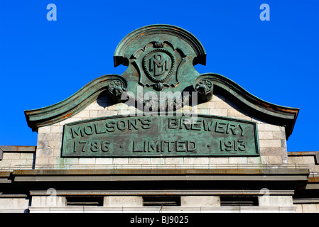 Gedenktafel anlässlich der Gründung der Molson Brauerei in Montreal, Quebec, Kanada Stockfoto