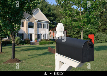 Postfach vor einem Haus, Clinton, USA Stockfoto