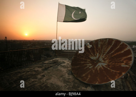 Stadtbild Lahore Pakistan Punjab Street Sonne Sonnenuntergang Stockfoto