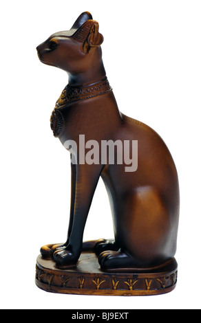 Ägyptische Katze Statue isoliert auf weiß Stockfoto