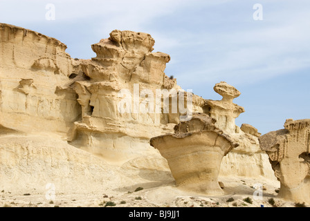 Natürliche Sandstein Erosionen an Bolnuevo in der Nähe von Puerto de Mazarron Murcia Costa Calida Spanien Stockfoto