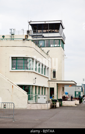 Art déco-Control Tower und Airport Terminal, Shoreham Airport, Sussex Stockfoto