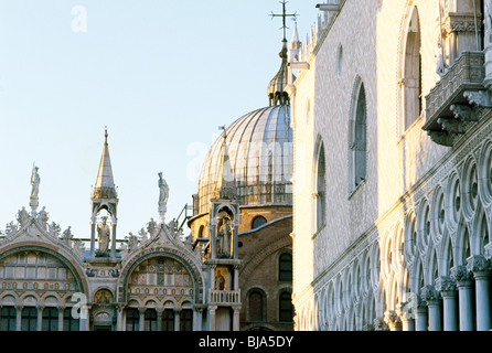 Venedig, März 2008--Str. kennzeichneten Basilica und der Dogenpalast Stockfoto