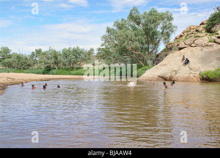 Schwimmen im Fluss Todd in Alice Springs Stockfoto