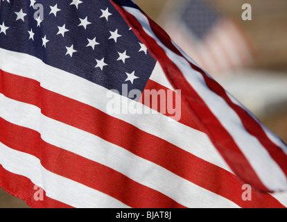 Vereinigt Staaten Flaggen auf Grabstellen auf einem Militärfriedhof, Providence, Rhode Island Stockfoto