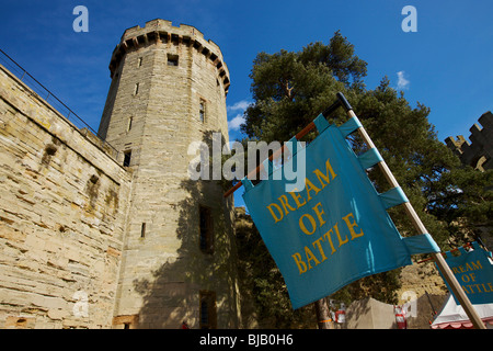 Jungs-Turm im Warwick Castle in England erbaute 1395 und stehend 39m hoch Stockfoto