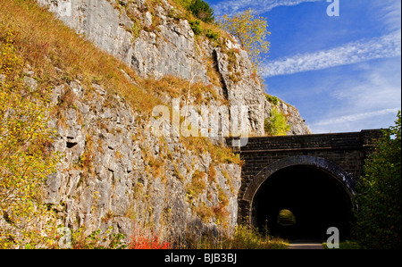 Stillgelegten Eisenbahntunnel auf dem Monsal Trail am Chee Dale in der Nähe von Bakewell im Peak District Derbyshire England UK Stockfoto