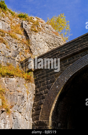 Stillgelegten Eisenbahntunnel auf dem Monsal Trail am Chee Dale in der Nähe von Bakewell im Peak District Derbyshire England UK Stockfoto