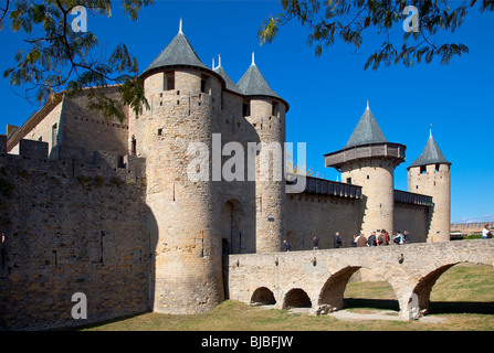 COMTAL BURG, MITTELALTERLICHEN STADT CARCASSONNE, FRANKREICH Stockfoto