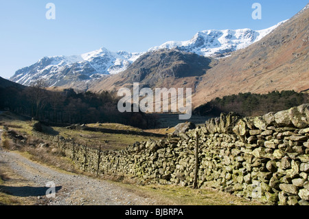 Die Aussicht oben Grisedale im englischen Lake District in Richtung Eagle Crag Stockfoto