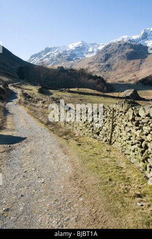 Die Aussicht oben Grisedale im englischen Lake District in Richtung Eagle Crag Stockfoto