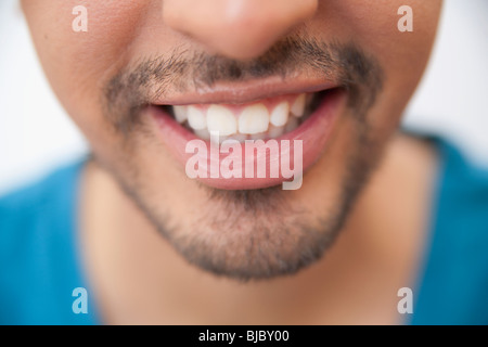 Close up Portrait of Hispanic Mann Mund und Spitzbart Stockfoto