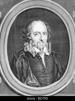 William Shakespeare (1564-1616) auf Gravur aus den 1700er Jahren. Englischer Dichter und Dramatiker. Stockfoto