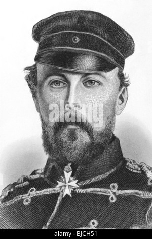 Prinz Frederick Charles von Preußen (1828-1885) auf Gravur aus den 1800er Jahren. Veröffentlicht in London von James Hagger. Stockfoto