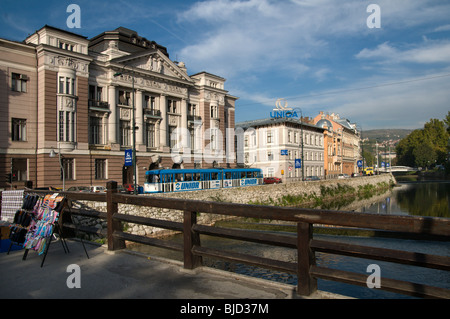 Die miljacka River in Sarajevo. Stockfoto