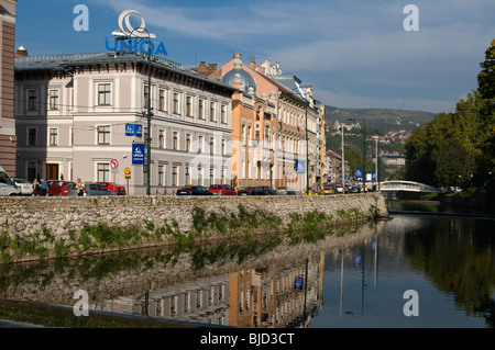 Die miljacka River in Sarajevo. Stockfoto