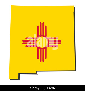 Karte und Flagge der Bundesstaat New Mexico-Illustration Stockfoto