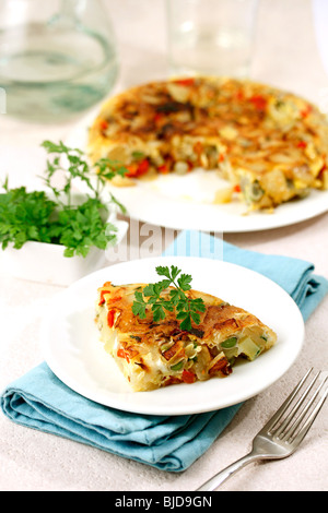 Dicke Bohnen Omelette. Rezept zur Verfügung. Stockfoto