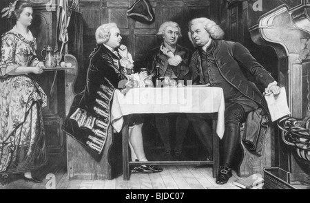 Dr. SAMUEL JOHNSON - englische Lexicogrpher und Schriftsteller (1709-1784) mit seinem Biographen James Boswell und am linken Oliver Goldsmith Stockfoto