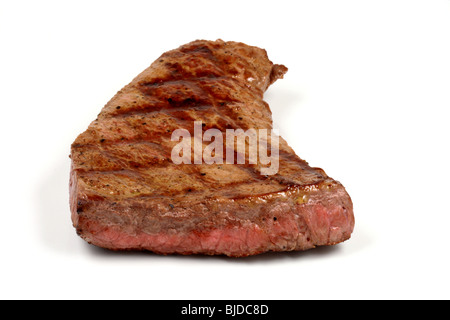 perfektes Steak oder Rindfleisch gegrillt, dick und würzige Fleisch Schnitt, isoliert auf weißem Hintergrund perfekte Proteinquelle Stockfoto