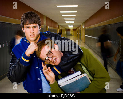 High School Jock und Nerd. Stockfoto