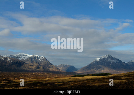 SRON Na Creise und Buachaille Etive Mor von Rannoch Moor, Highlands, Schottland Stockfoto