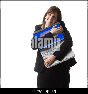Unternehmer mit einem Laptop-computer Stockfoto