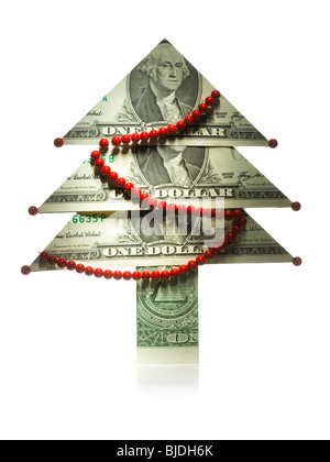 Weihnachtsbaum Geld gemacht Stockfoto