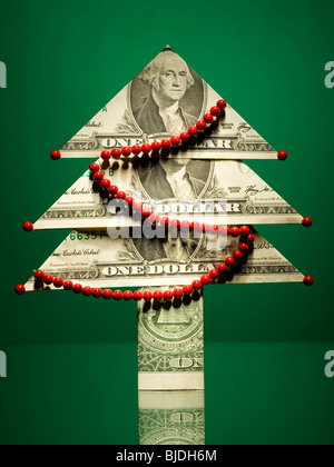 Weihnachtsbaum Geld gemacht Stockfoto
