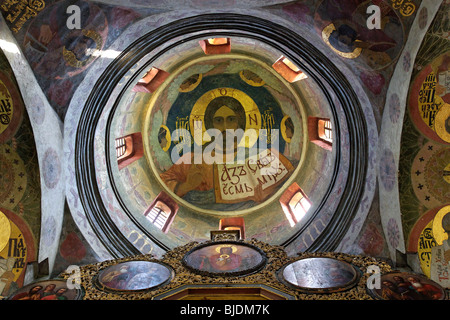 Kiewer Höhlenkloster Lavra, Allerheiligen-Kirche (Bestimmung Gates), 1696, Dome Malerei der Kirche aller Heiligen, Kiew, Ukraine Stockfoto